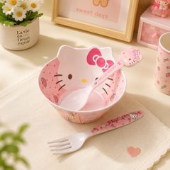 bát hello kitty kèm thìa dĩa – bộ bát ăn siêu dễ thương cho bé và tín đồ kitty