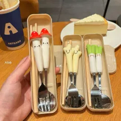 Set đũa thìa dĩa rau củ quả dễ thương kèm hộp đựng tiện lợi(giao hình ngẫu nhiên)