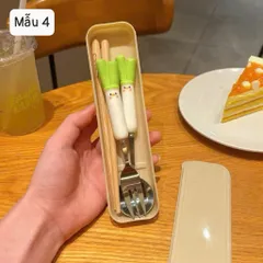 Set đũa thìa dĩa rau củ quả dễ thương kèm hộp đựng tiện lợi(giao hình ngẫu nhiên)
