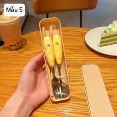 Set đũa thìa dĩa rau củ quả dễ thương kèm hộp đựng tiện lợi(giao hình ngẫu nhiên)