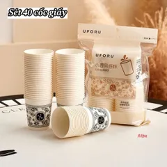 40 Cốc Giấy Chịu Nhiệt UFORU - Dùng 1 Lần Tiện Lợi Cho Đồ Uống Nóng