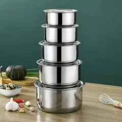 Bộ 5 Thố Inox MY HOME Cao Cấp - Đủ Size 16cm - 24cm, Dùng Cho Mọi Loại Bếp 🍲