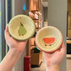 Set 4 Bát Sứ Chấm Nước Chấm Hoạ Tiết Trái Cây Dễ Thương – Chén Nước Mắm Mini Trang Trí Bàn Ăn