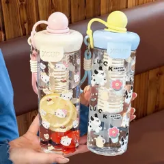 Bình Nước 750ml Có Ống tHút – Họa Tiết Thỏ Garden Rabbit Xinh Xắn, Chịu Nhiệt Tốt