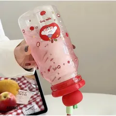 Bình Nước Nhựa Nắp Táo 600ml Siêu Cute – Có Lõi Lọc Tiện Lợi