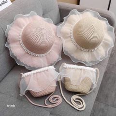 Set Mũ Kèm Túi Cho Bé Siêu Xinh – Đi Chơi, Đi Biển Cực Đáng Yêu