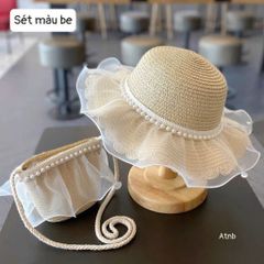 Set Mũ Kèm Túi Cho Bé Siêu Xinh – Đi Chơi, Đi Biển Cực Đáng Yêu