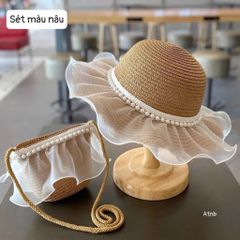 Set Mũ Kèm Túi Cho Bé Siêu Xinh – Đi Chơi, Đi Biển Cực Đáng Yêu