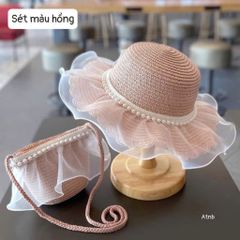 Set Mũ Kèm Túi Cho Bé Siêu Xinh – Đi Chơi, Đi Biển Cực Đáng Yêu