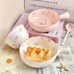 Set Bát Sứ 4 Món Họa Tiết Nơ Hồng Cao Cấp - Quà Tặng Ý Nghĩa, Tô Điểm Gian Bếp