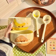🍓 Set 4 bát sứ kèm thìa hình – xinh xắn, đáng yêu cho bàn ăn 🍓