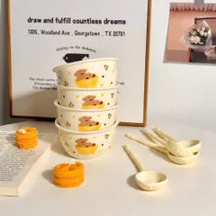 Set 2 Bát Và 2 Thìa Gốm Sứ Cao Cấp – Họa Tiết Cún Coffee Dog Siêu Đáng Yêu