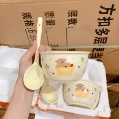 Set 2 Bát Và 2 Thìa Gốm Sứ Cao Cấp – Họa Tiết Cún Coffee Dog Siêu Đáng Yêu