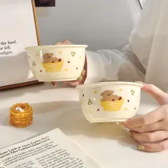 Set 2 Bát Và 2 Thìa Gốm Sứ Cao Cấp – Họa Tiết Cún Coffee Dog Siêu Đáng Yêu