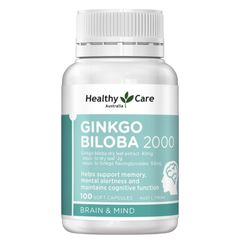 Viên uống Healthy Care Ginkgo Biloba 2000 - Bổ não - Hỗ trợ tuần hoàn não & Duy trì chức năng não bộ - 100 viên - S/P Chuẩn Úc