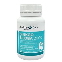 Viên uống Healthy Care Ginkgo Biloba 2000 - Bổ não - Hỗ trợ tuần hoàn não & Duy trì chức năng não bộ - 100 viên - S/P Chuẩn Úc