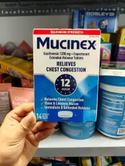 Viên uống cắt cơn ho có đàm, tức ngực Mucinex Maximum Strength Relieves Chest Congestion 14 tablets