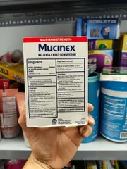 Viên uống cắt cơn ho có đàm, tức ngực Mucinex Maximum Strength Relieves Chest Congestion 14 tablets