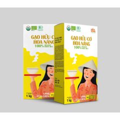 Gạo hữu cơ Hoa Nắng Vàng Lúa Chín hộp 1kg hút chân không