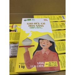Gạo hữu cơ Hoa Nắng Vàng Lúa Chín hộp 1kg hút chân không