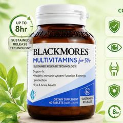 Vitamin tổng hợp dành cho [Nam/Nữ giới trên 50 tuổi] Blackmores Multivitamin for 50+ Cung cấp năng lượng - Hỗ trợ Miễn dịch/Thị lực/Xương khớp 60 viên - S/P Chuẩn Úc