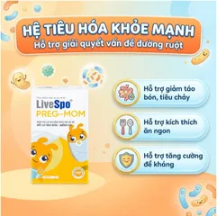 Bào tử lợi khuẩn cho mẹ và bé hếtt lo táo bón - biếng ăn LiveSpo PREG-MOM (20 ống x 5ml)