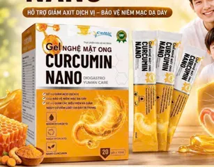 Gel nghệ mật ong curcumin nano hỗ trợ giảm đau dạ dày,trào ngược, hộp 20 gói
