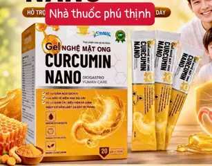 Gel nghệ mật ong curcumin nano hỗ trợ giảm đau dạ dày,trào ngược, hộp 20 gói