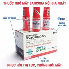 Thuốc Nhỏ Mắt Sancoba 0.02% Santen Nhật Bản 5ml x 10 Chai - Hỗ Trợ Giảm Mỏi Mắt, Khô Mắt, Điều Tiết Mắt Chính Hãng