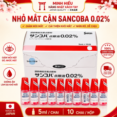 Thuốc Nhỏ Mắt Sancoba 0.02% Santen Nhật Bản 5ml x 10 Chai - Hỗ Trợ Giảm Mỏi Mắt, Khô Mắt, Điều Tiết Mắt Chính Hãng