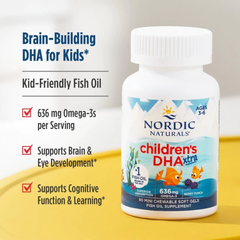 Viên Nhai Dầu Cá Cho Bé Nordic Naturals Children’s DHA Xtra 636mg 90 mini chewable soft gel (berry punch)