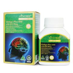 Viên uống Vitatree Ginkgo Plus 6000 with Q10 50 mg - Tăng cường năng lượng cho não & Ổn định sự tiêu thụ oxy ở não 60 viên - S/P Chuẩn Úc [Auth]