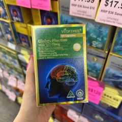 Viên uống Vitatree Ginkgo Plus 6000 with Q10 50 mg - Tăng cường năng lượng cho não & Ổn định sự tiêu thụ oxy ở não 60 viên - S/P Chuẩn Úc [Auth]