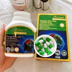 Viên uống Vitatree Ginkgo Plus 6000 with Q10 50 mg - Tăng cường năng lượng cho não & Ổn định sự tiêu thụ oxy ở não 60 viên - S/P Chuẩn Úc [Auth]