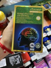 Viên uống Vitatree Ginkgo Plus 6000 with Q10 50 mg - Tăng cường năng lượng cho não & Ổn định sự tiêu thụ oxy ở não 60 viên - S/P Chuẩn Úc [Auth]