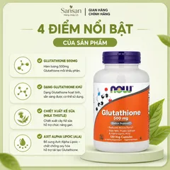 Viên Uống NOW Foods Glutathione 500mg 120 Viên Nang Thực Vật Bổ Sung Glutathione Chống Oxy Hóa