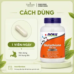Viên Uống NOW Foods Glutathione 500mg 120 Viên Nang Thực Vật Bổ Sung Glutathione Chống Oxy Hóa