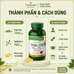 Nature's Bounty Dầu Cá Omega 3 Maximum Strength 1400mg 130 Viên 980mg Omega-3 Hỗ Trợ Tim Mạch Xương Khớp