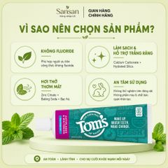 Kem Đánh Răng Bạc Hà Tự Nhiên Không Chứa Fluoride - Làm Trắng Răng, Giảm Mảng Bám, Hơi Thở Thơm Mát 100% Tự Nhiên