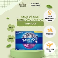 Tampon Tampax Pearl Có Ống Đẩy Siêu Thấm Hút Không Mùi LeakGuard Chống Tràn Hộp 45/60 Cái - Nội địa Mỹ