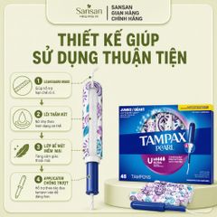 Tampon Tampax Pearl Có Ống Đẩy Siêu Thấm Hút Không Mùi LeakGuard Chống Tràn Hộp 45/60 Cái - Nội địa Mỹ