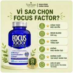 Focus Factor Original Hỗ Trợ Trí Nhớ & Tăng Cường Tập Trung - Vitamin Não Bộ Đa Dưỡng Chất - Nội địa Mỹ