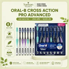 Bộ 8 Bàn Chải Đánh Răng Oral-B Cross Action Pro Advanced Lông Mềm - Làm Sạch Mảng Bám, Bảo Vệ Nướu, Người Lớn