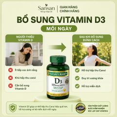 Nature's Bounty Vitamin D3 5000 IU (125mcg) 400 Viên Nang Mềm - Hỗ Trợ Xương, Răng & Miễn Dịch