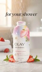 🍓 Gel tắm Olay Hương dâu & Bạc Hà làm sạch mịn da, 650ml - Giao hỏa tốc, tiết kiệm thời gian