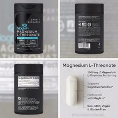 ⚡ Magnesium L-Threonate Sports Research hỗ trợ trí não 135 viên, giao nhanh, hàng sẵn