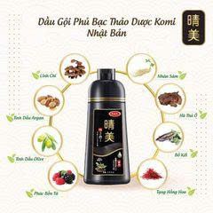 Dầu Gội Nhuộm Phủ Bạc Komi, Giúp Tóc Đen Bóng Tự Nhiên, Không Gây Khô Tóc, thành phần tự nhiên như nhân sâm và tinh dầu argan, sản phẩm nuôi dưỡng tóc mềm mượt, không gây khô xơ hay kích ứng da