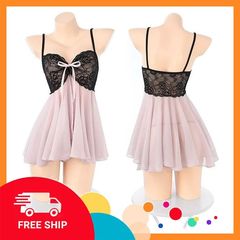 (Che Tên Khi Giao) Váy Ngủ Sexy Ren Xuyên Thấu Xẻ Tà Cực Xinh Gợi Cảm Đầm Tiểu Thư 2 Dây Dáng Xoè Dễ Thương Quyến Rũ - N130 Bảo Mật Tuyệt Đối