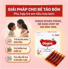 Siro Ginkid nhuận tràng bổ sung chất xơ giúp tiêu hóa tốt, giảm táo bón (3 vỉ x 5 ống x 10ml)
