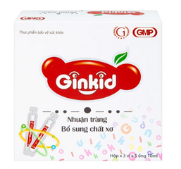 Siro Ginkid nhuận tràng bổ sung chất xơ giúp tiêu hóa tốt, giảm táo bón (3 vỉ x 5 ống x 10ml)